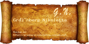 Grünberg Nikoletta névjegykártya